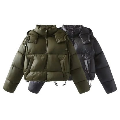 Chaqueta Acolchada Corta Con Capucha Para Mujer | Ideal Para Entretiempo