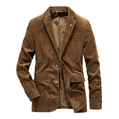 Blazer Marrón Con Corte Recto Y Aspecto Côtelé Para Hombre | Ideal Para Uso Profesional Y Eventos