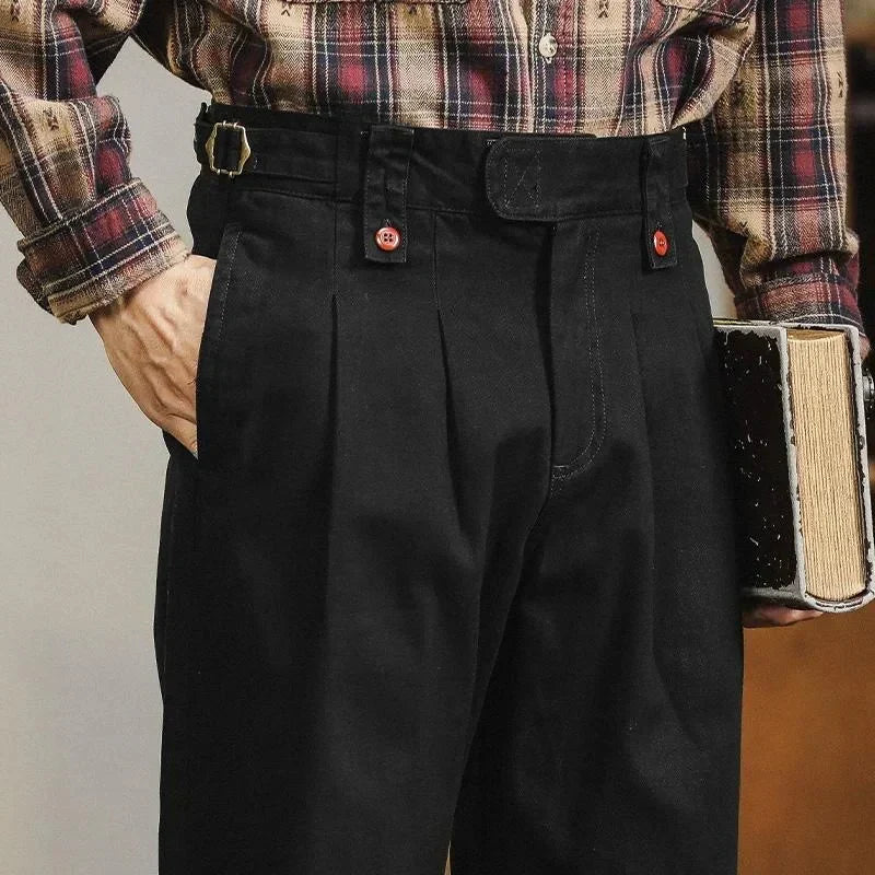 Pantalón Casual de Corte Recto con Pliegue Frontal y Bolsillos para Hombre | Ideal para Uso Diario