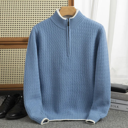 Jersey con Media Cremallera y Textura Acanalada en Zigzag para Hombre | Ideal para Entretiempo