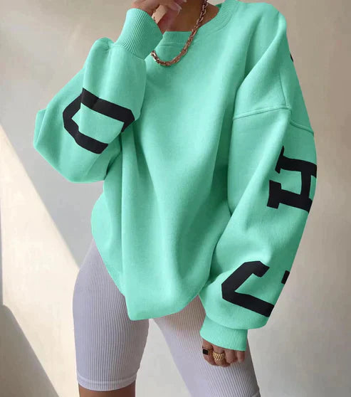 Jersey Oversize con Estampado en las Mangas para Mujer | Ideal para Días Relajados o Uso Diario