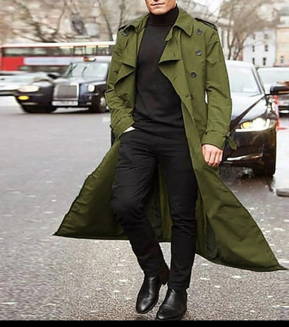 Abrigo Trench Largo Con Cierre Cruzado Para Hombre | Ideal Para Entretiempo Y Uso Diario