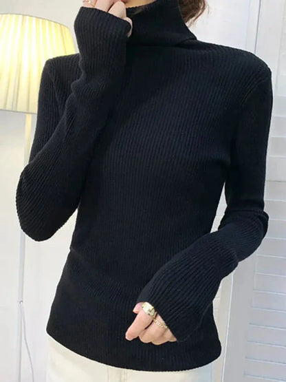 Jersey Ajustado Con Cuello Alto Y Estructura Acanalada Para Mujer | Ideal Para Uso Diario Y Formal