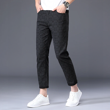 Pantalones Para Hombre Con Corte Slim Fit Y Motivo A Cuadros Para Hombre | Ideal Para Uso Diario
