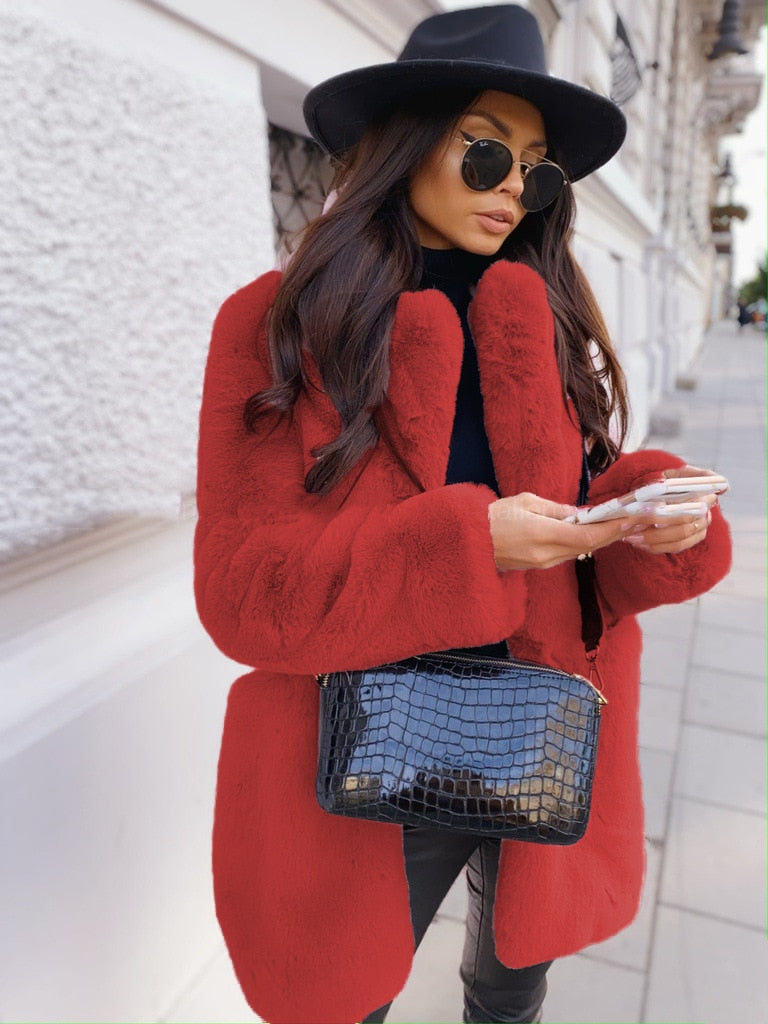 Abrigo De Invierno Con Cuello Amplio Y Bolsillos Para Mujer | Ideal Para Invierno