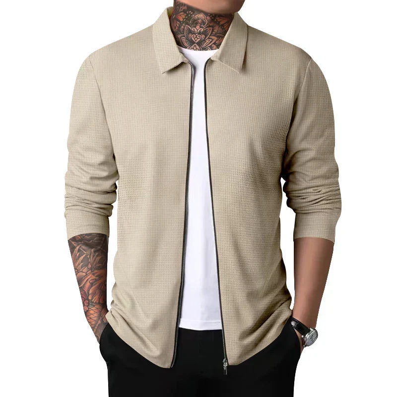Chaqueta con Cremallera de Manga Larga y Corte Ajustado para Hombre | Ideal para Uso Diario