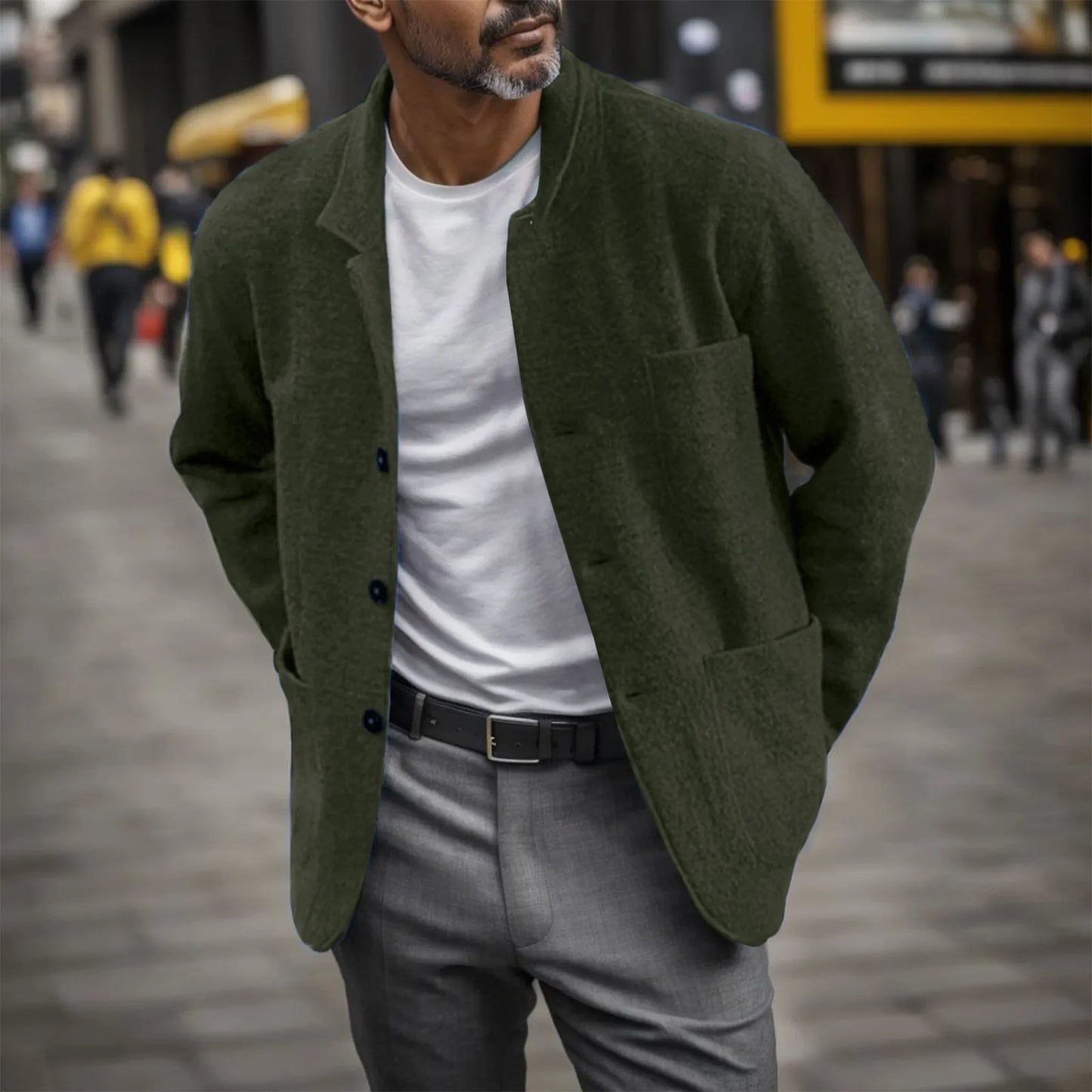 Chaqueta Para Hombre De Corte Fluido Con Bolsillos Frontales | Ideal Para Uso Profesional Y Casual