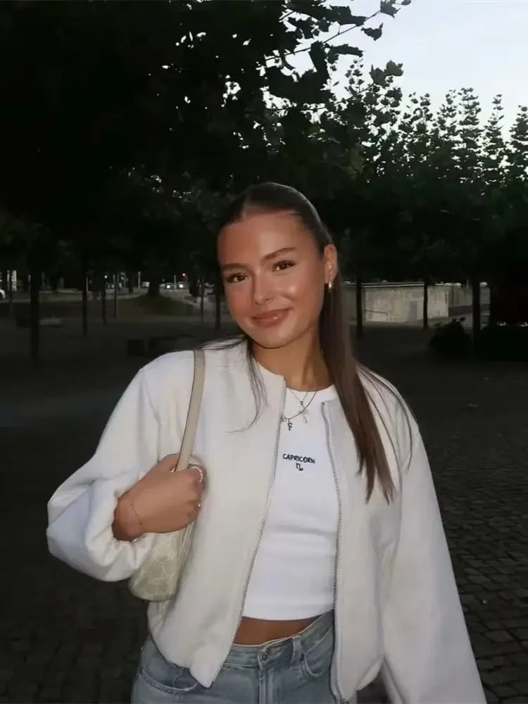 Chaqueta de Entretiempo con Cuello Redondo para Mujer | Ideal para Uso Diario y Contextos Profesionales