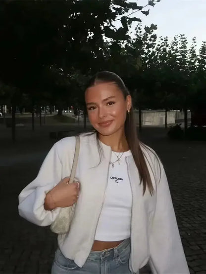 Chaqueta de Entretiempo con Cuello Redondo para Mujer | Ideal para Uso Diario y Contextos Profesionales