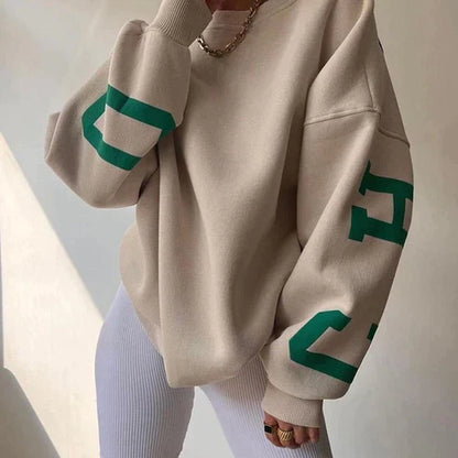 Jersey Oversize con Estampado en las Mangas para Mujer | Ideal para Días Relajados o Uso Diario