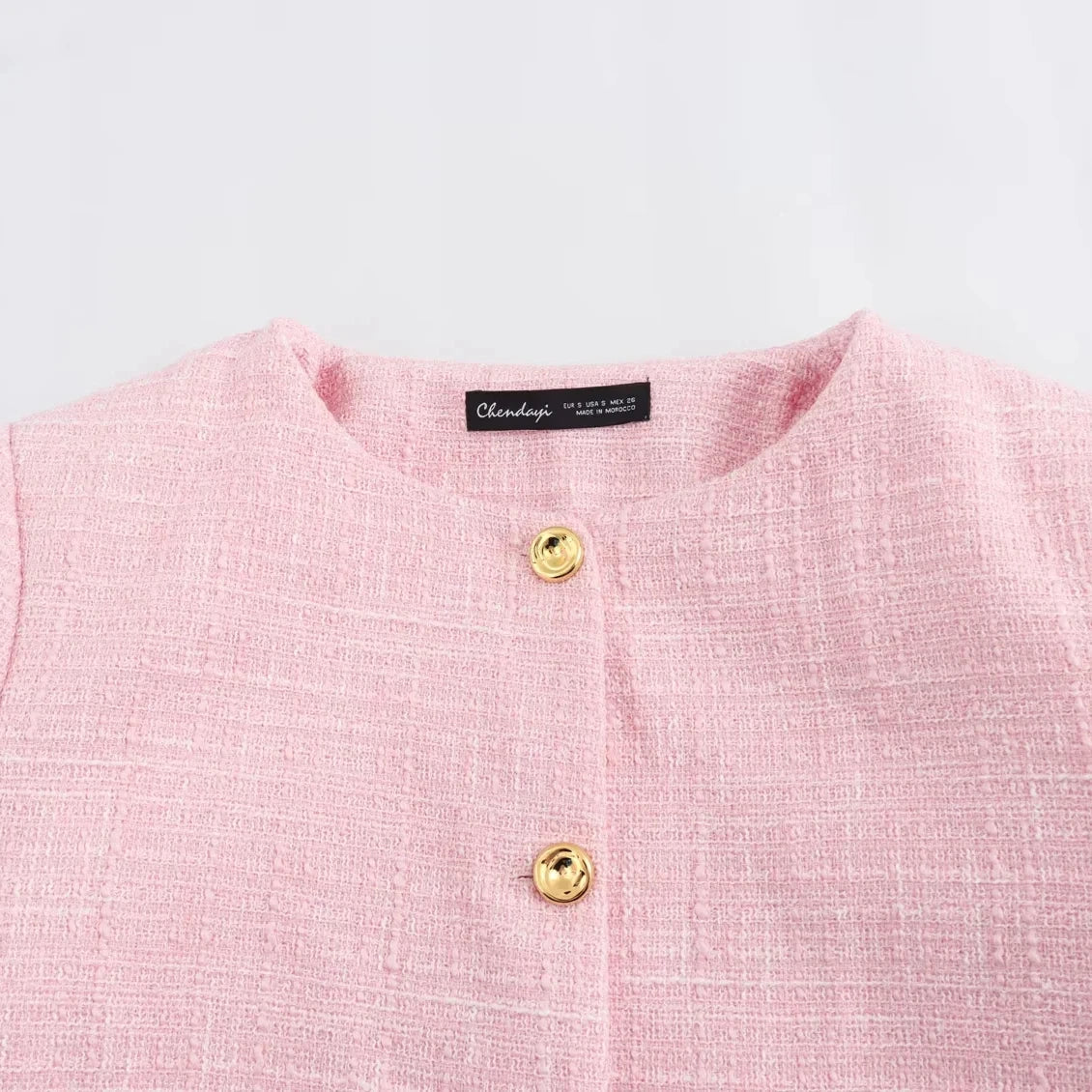 Blazer Corto con Cuello Redondo y Color Rosa para Mujer | Ideal para Oficina y Uso Diario