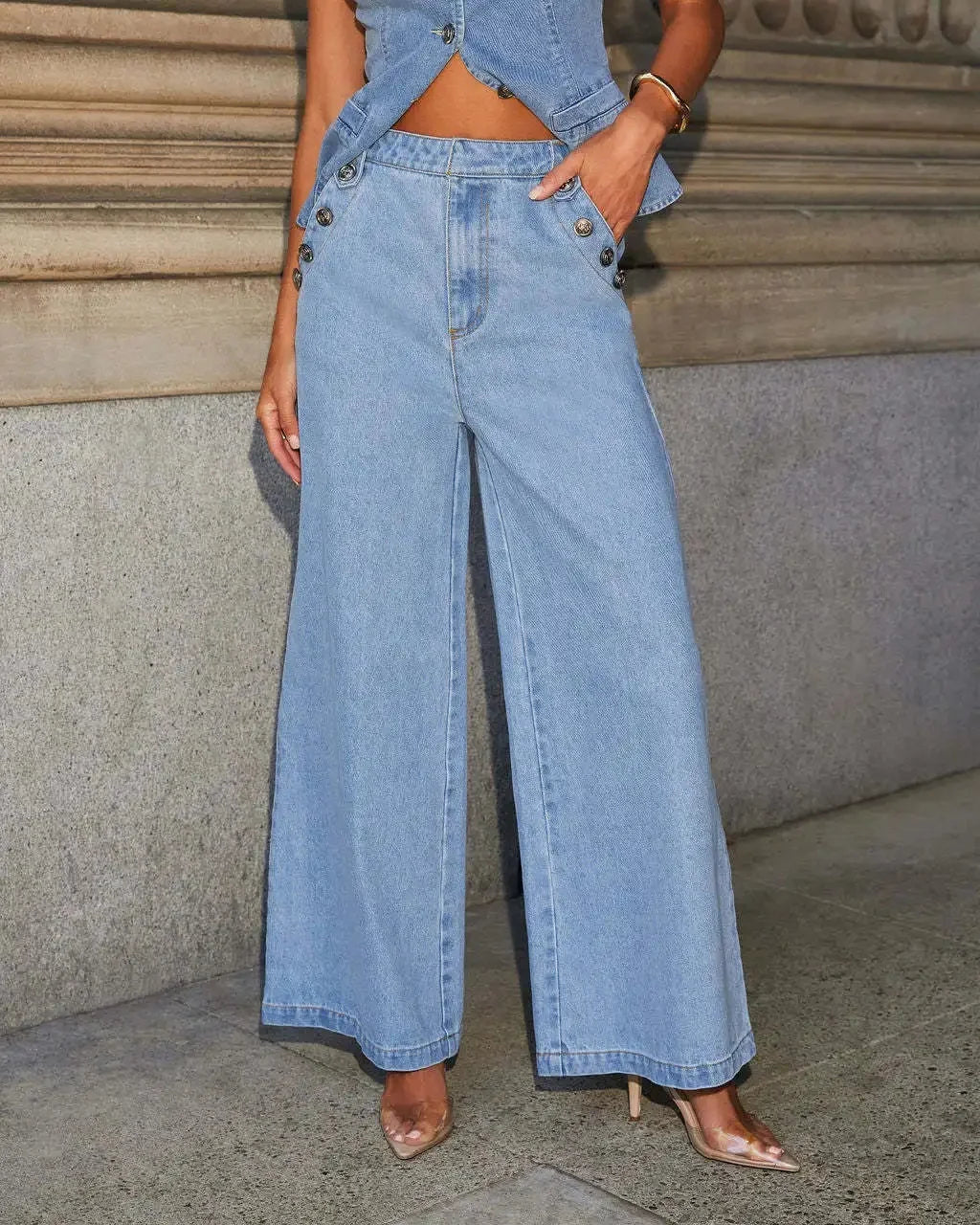 Conjunto De Chaleco Entallado y Pantalón De Cintura Alta para Mujer | Ideal para Uso Diario