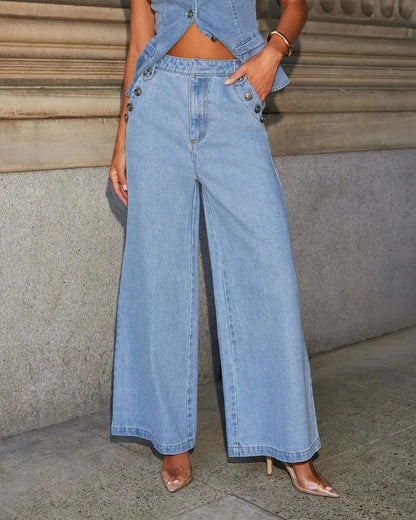 Conjunto De Chaleco Entallado y Pantalón De Cintura Alta para Mujer | Ideal para Uso Diario