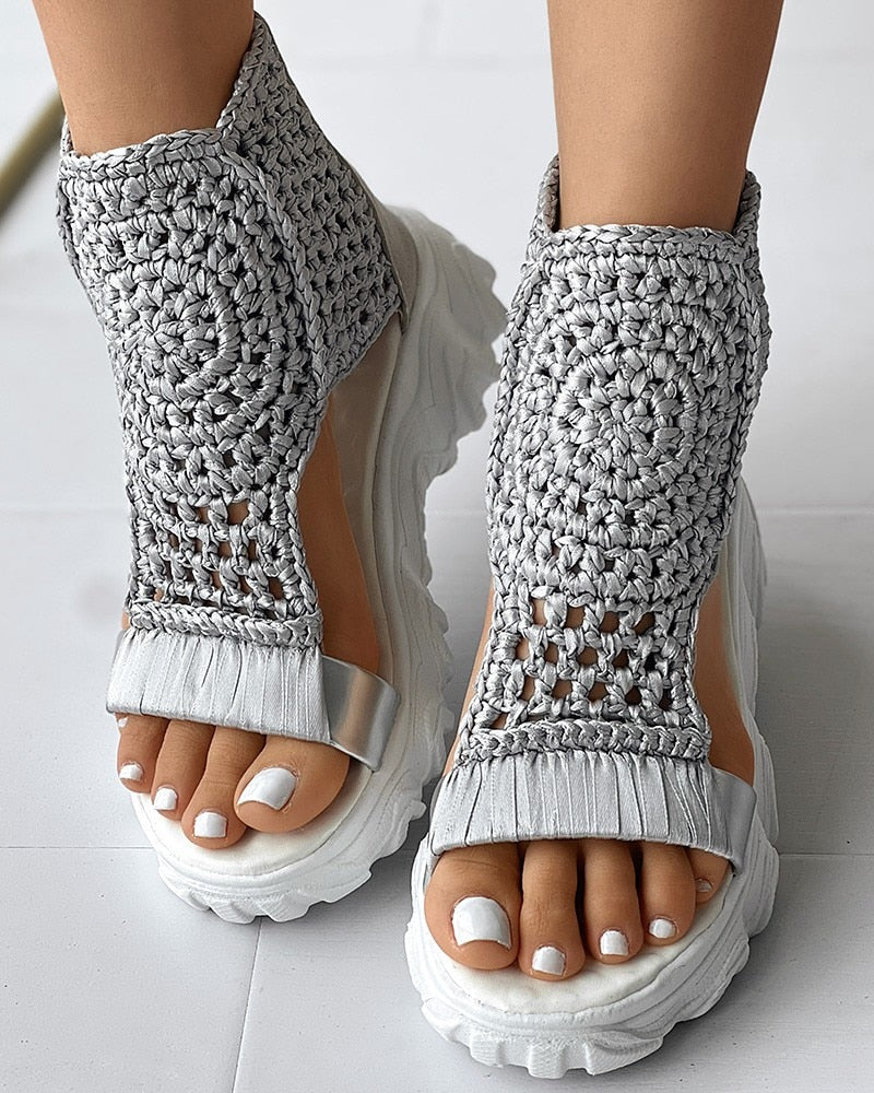 Sandalias con Tacón Compensado y Diseño Abierto para Mujer | Ideales para Uso Diario en Temporadas Cálidas