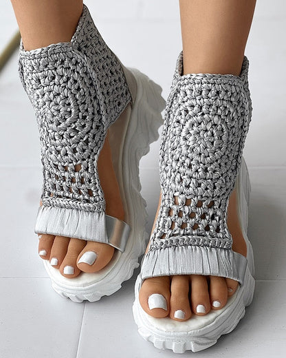 Sandalias con Tacón Compensado y Diseño Abierto para Mujer | Ideales para Uso Diario en Temporadas Cálidas