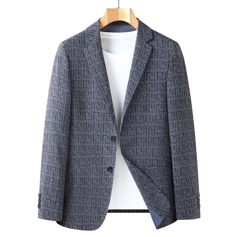 Blazer Con Motivo Geométrico Y Corte Estándar Para Hombre | Ideal Para Usos Formales Y Semi-Formales