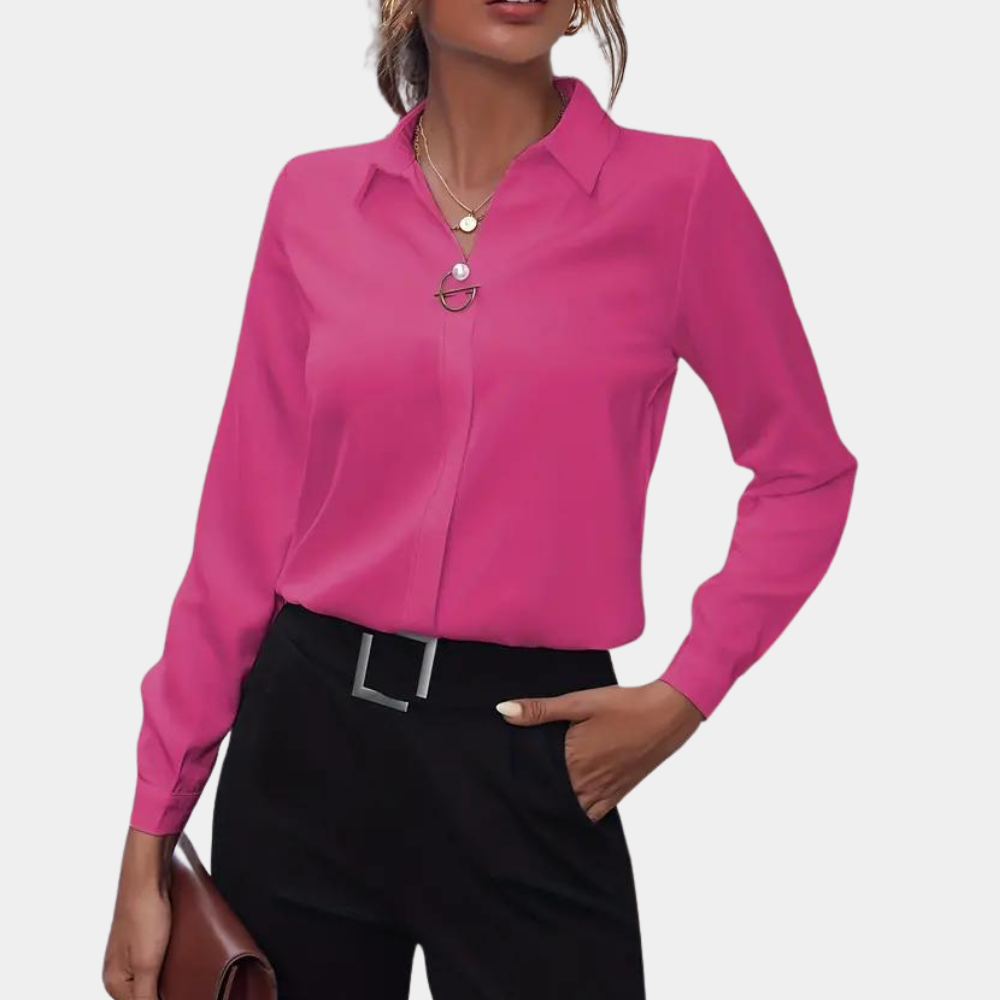 Blusa con Cuello Clásico y Cierre con Botones para Mujer | Ideal para Trabajo o Uso Diario