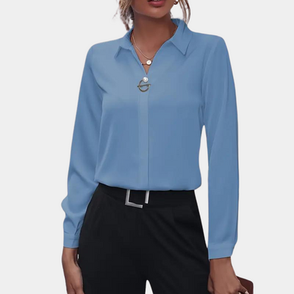 Blusa con Cuello Clásico y Cierre con Botones para Mujer | Ideal para Trabajo o Uso Diario