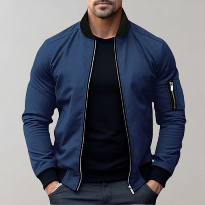 Bomber Con Cremallera Frontal Y Bolsillos Múltiples Para Hombres | Corte Recto Para Uso Diario
