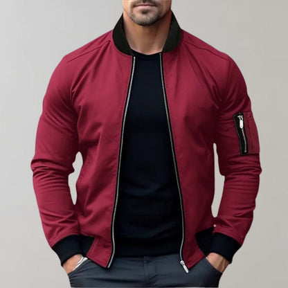 Bomber Con Cremallera Frontal Y Bolsillos Múltiples Para Hombres | Corte Recto Para Uso Diario