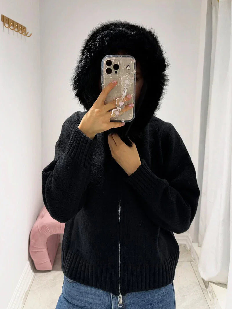 Chaqueta Con Capucha Y Cierre Frontal Para Mujer | Ideal Para Temporada Fría