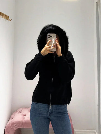 Chaqueta Con Capucha Y Cierre Frontal Para Mujer | Ideal Para Temporada Fría