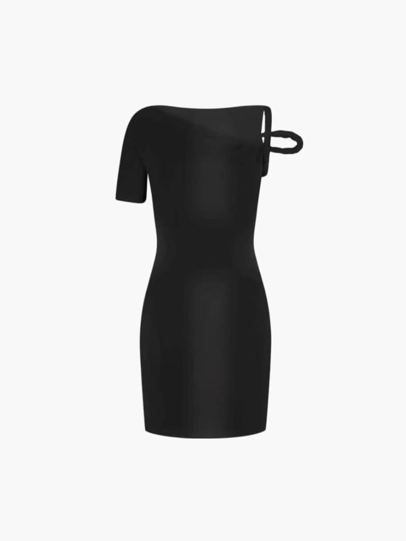 Vestido Mini Con Escote Asimétrico Y Manga Única Para Mujer | Ideal Para Eventos Y Ocasiones Nocturnas