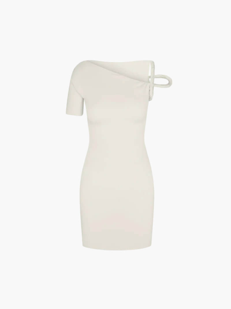 Vestido Mini Con Escote Asimétrico Y Manga Única Para Mujer | Ideal Para Eventos Y Ocasiones Nocturnas