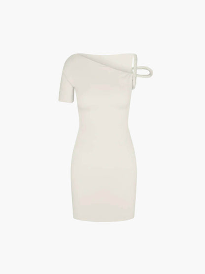 Vestido Mini Con Escote Asimétrico Y Manga Única Para Mujer | Ideal Para Eventos Y Ocasiones Nocturnas