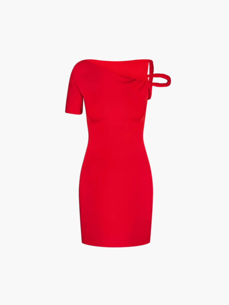Vestido Mini Con Escote Asimétrico Y Manga Única Para Mujer | Ideal Para Eventos Y Ocasiones Nocturnas