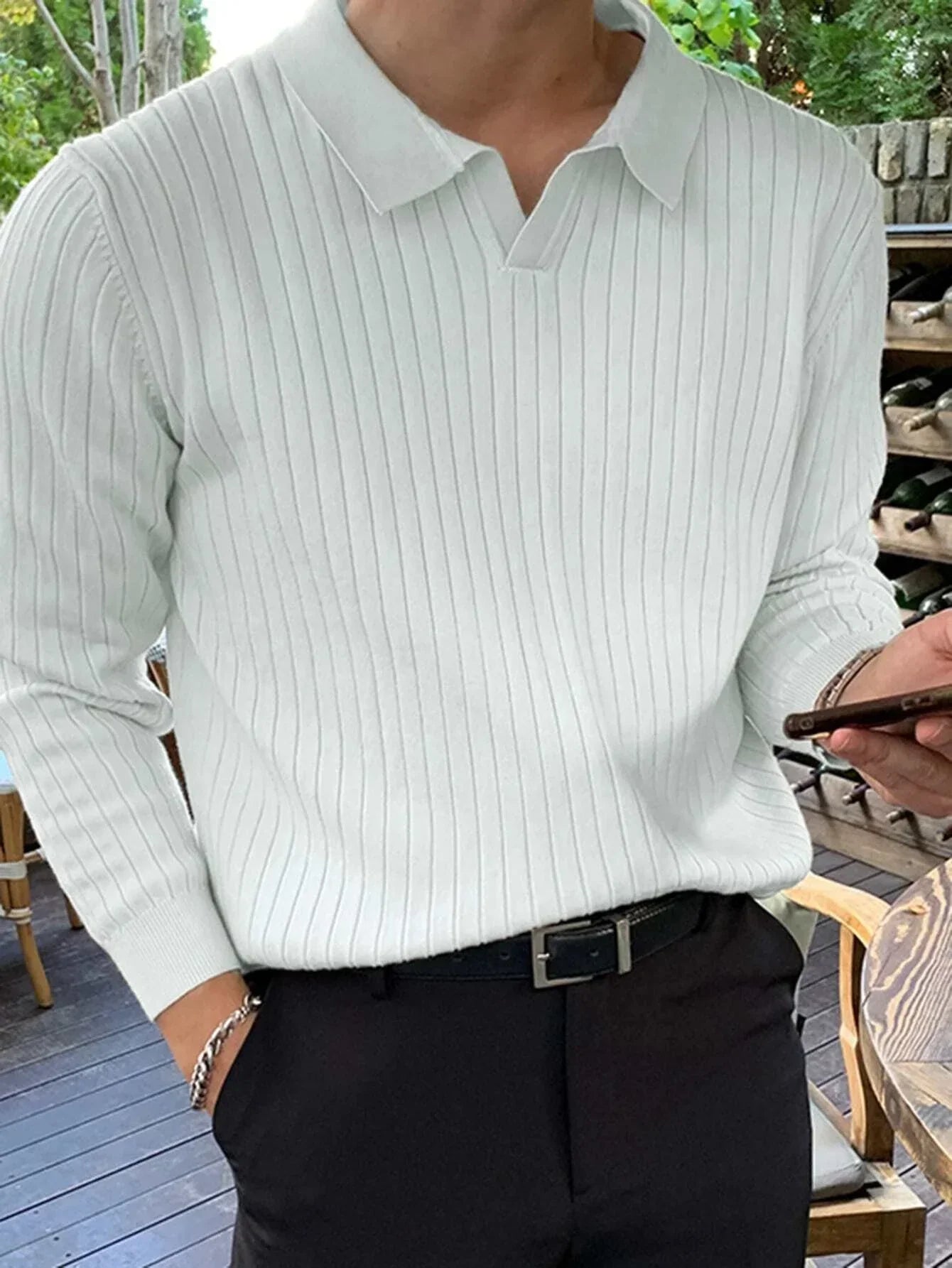Jersey Con Estructura Acanalada Vertical Para Hombre | Ideal Para Uso Diario