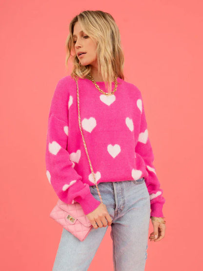 Jersey Con Motivo De Corazones Y Corte Cómodo Para Mujer | Ideal Para Uso Diario