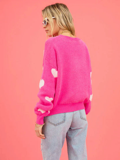 Jersey Con Motivo De Corazones Y Corte Cómodo Para Mujer | Ideal Para Uso Diario