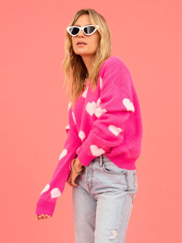 Jersey Con Motivo De Corazones Y Corte Cómodo Para Mujer | Ideal Para Uso Diario
