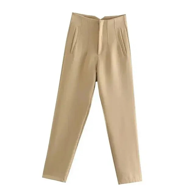 Pantalón Plisado Con Cintura Alta Para Mujer | Ideal Para Uso Diario