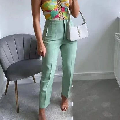 Pantalón Plisado Con Cintura Alta Para Mujer | Ideal Para Uso Diario