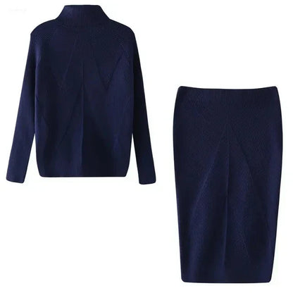 Conjunto De Dos Piezas Con Jersey De Cuello Alto Y Falda Para Adultos | Ideal Para Uso Diario