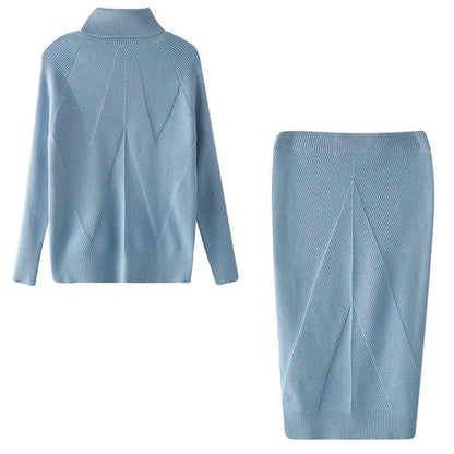 Conjunto De Dos Piezas Con Jersey De Cuello Alto Y Falda Para Adultos | Ideal Para Uso Diario