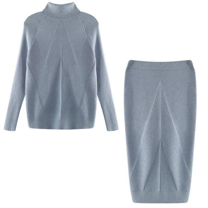 Conjunto De Dos Piezas Con Jersey De Cuello Alto Y Falda Para Adultos | Ideal Para Uso Diario