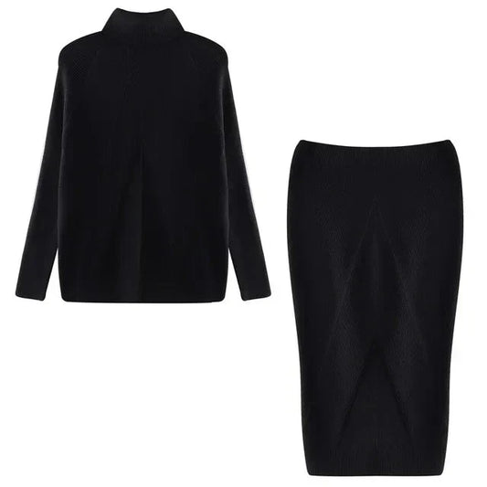 Conjunto De Dos Piezas Con Jersey De Cuello Alto Y Falda Para Adultos | Ideal Para Uso Diario
