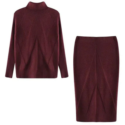 Conjunto De Dos Piezas Con Jersey De Cuello Alto Y Falda Para Adultos | Ideal Para Uso Diario
