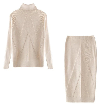 Conjunto De Dos Piezas Con Jersey De Cuello Alto Y Falda Para Adultos | Ideal Para Uso Diario