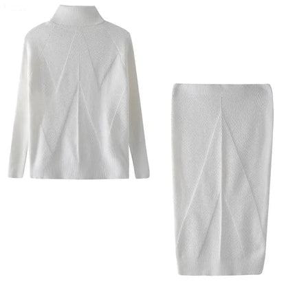 Conjunto De Dos Piezas Con Jersey De Cuello Alto Y Falda Para Adultos | Ideal Para Uso Diario