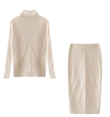 Conjunto De Dos Piezas Con Jersey De Cuello Alto Y Falda Para Adultos | Ideal Para Uso Diario