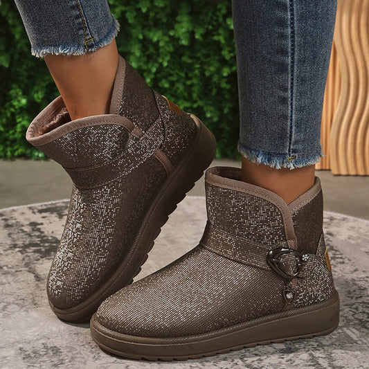 Botas Con Acabado Brillante Y Suela Gruesa Para Mujer | Ideal Para Uso Diario En Temporada Fría