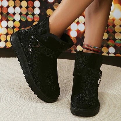 Botas Con Acabado Brillante Y Suela Gruesa Para Mujer | Ideal Para Uso Diario En Temporada Fría