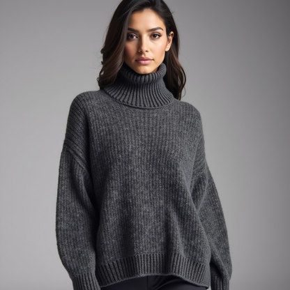 Jersey De Cuello Alto Y Punto Acanalado Para Mujer | Ideal Para Uso Diario