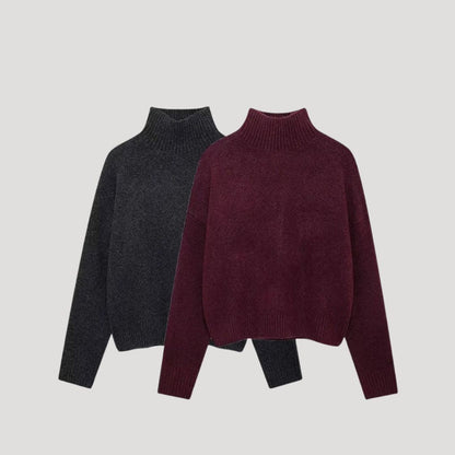 Jersey De Cuello Alto Y Punto Acanalado Para Mujer | Ideal Para Uso Diario