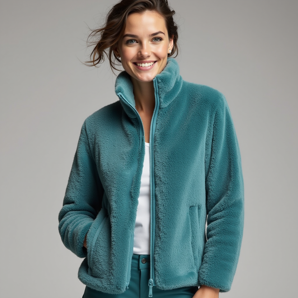 Chaqueta con Cierre de Cremallera y Cuello Alto para Mujer | Ideal para Uso Diario