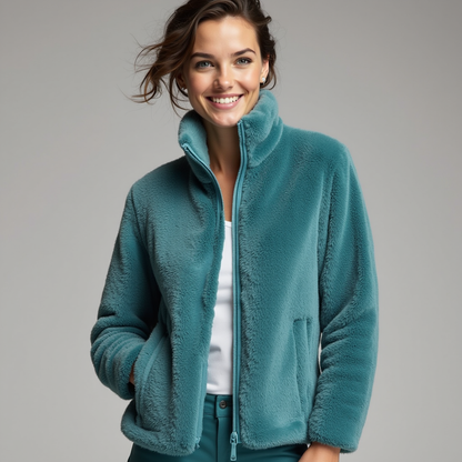 Chaqueta con Cierre de Cremallera y Cuello Alto para Mujer | Ideal para Uso Diario